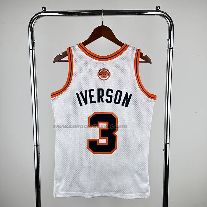 Maglia Denver Nuggets Allen Iverson No 3 Mitchell & Ness 2006-07 Bianco1